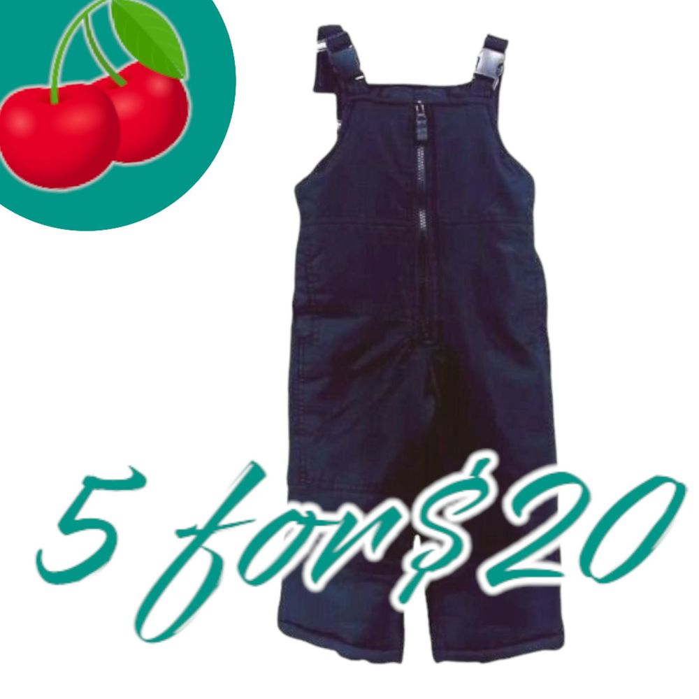 OshKosh BGosh Snow Bib Overalls Unisex 24 Months Black Insulated Winter Outdoor
